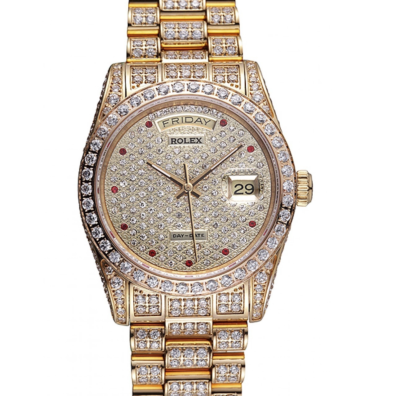 Gold-srl185 Swiss Diamonds 621615 Yellow Rolex Day-Date 0514